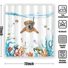 New Fowocu Funny Dog Shower Curtain Set Teal Blue Sea Ocean Waterproof Fabric  Animal Octopus Starfish Turtle Anchor Fish Nautical Bathroom Curtain Dr (Orange, 72''*72'') - Orange 72"W x 72"L (Pack of 1) - View 7