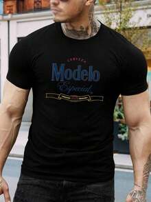 Camiseta con el logotipo de la cerveza Modelo Especial para hombre - Mercancía oficial Cómoda informal Regalo perfecto para amantes de la cerveza - Blanco de primera calidad - Negro - Ver 1