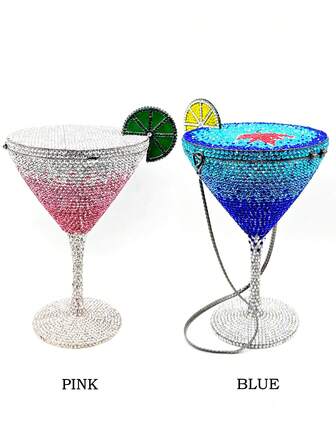 Folo Crystal Clutches Cocktail Cup Design Evening Bag,Purple/Gold/Pink/Blue Full Crystal Bridal Handbags,Diamond Handmade Dinner Clutches For Women/Female,New Arrival Crystal Purses Rhinestone Bags For Dinner Party&Prom Events,Best Gift With Box(Can't Fit Phone)