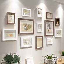 13-Piece Wooden Wall Photo Frame Set With Layout Guide - Versatile Home, Office, Wedding & Festival Decor, Thoughtful Gift Idea, Multi-Picture Display (Photos Not Included), Easy-To-Hang Wood Frames For Personalized Wall Arrangements - Multicolor - View 1