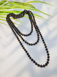 1pc 1.5m Long Crystal Beads Knotted Multi-Layer Simple Daily Wear Necklace For Women