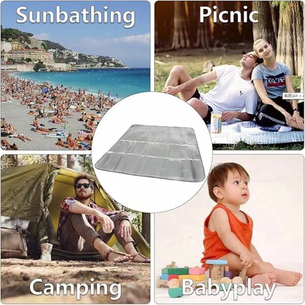 1pc Outdoor Waterproof Moisture-Proof Aluminum Foil Foam Mat,Thermal Insulation Mat For Picnic, Camping, Beach Tent, Camping Ground Mat, Dual-Sided Aluminum Foil Moisture-Proof Mat With Storage Bag, 39.4"X78.7" ,Dehumidifier For Home