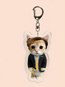 1 Uroczy model kota, smutny płaczący kociak z akrylowym brelokiem/torbą, smycz, prezent na imprezę, dekoracja telefonu komórkowego z motywem zwierzęcym, idealny prezent dla przyjaciół, akcesoria samochodowe, brelok do torby, plecak do szkoły, litera gotyckie, rok 2019