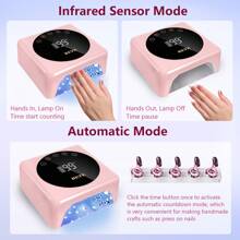 Lámpara de uñas LED inalámbrica profesional, lámpara UV recargable de 78 W, sensor infrarrojo inteligente y pantalla LCD, dispositivo de secado de esmalte de uñas, secador de uñas portátil para esmalte de gel con 5 temporizadores en blanco.