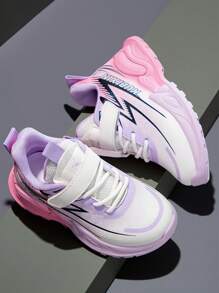 1 par de zapatos casuales de estilo degradado de PU para niñas, zapatillas deportivas, apropiadas para el uso diario, la escuela, los deportes, todas las estaciones (talla pequeña)
