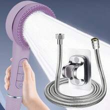 3件套优质ABS材质淋浴套装，4种喷水模式，配备硅胶按摩刷，1.5米不锈钢软管，ABS壁挂支架，无需钻孔，带来美妙的沐浴体验