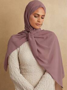 1pc Basic Pearl Chiffon Muslim Hijabs Scarf, Daily Wear - Multicolor - View 2