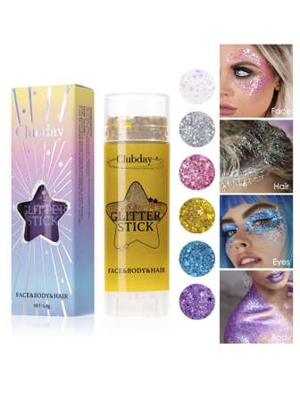 1PC Glitter Stick For Face & Body & Hair, Long-Lasting Waterproof And Sweat-Proof Party Glitter, Suitable For Stage Performances, Body Paint Stick Festival Carnival Accessories