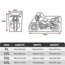 1pc 210D Oxford Cloth Motorcycle Waterproof Cover, Rain/Dust/UV Protection, Anti-Theft, Fits All Motorcycle Models, Motorcycle Accessories