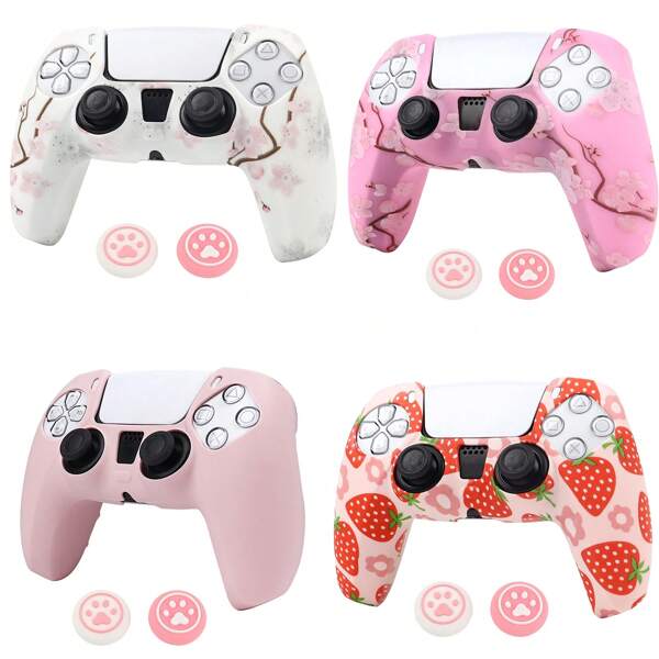 RALAN Cute Controller Skin Cover For Playstation 5 Controller, RALAN 1 Controller Protector Case+2 Customised Thumb Grips Caps