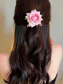 1 件女士复古勃艮第天鹅绒仿玫瑰花两用发夹胸针时尚鸭夹发夹，适合日常使用，音乐节/母亲节/情人节/派对和生日礼物爪夹发夹发夹，鳄鱼发夹，发夹