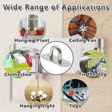 4 Pcs 3.1 Inch 304 Stainless Steel Ceiling Hooks Pad Eyes Plate Marine Hardware Hooks With Screws - Rectangle Eye Plate (set Of 8) - View 7