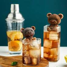1pc Cute Teddy Bear Ice Cube Tray Flexible Silicone Ice Cube Mold Ice Trays For Freezer - Green - View 4