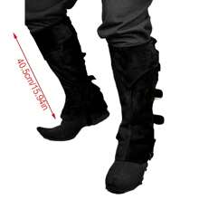Ghetre medievale din piele întoarsă artificială pentru cizme, ghetre, cavaler războinic, apărători de picioare, accesorii pentru costume renascentiste pentru Halloween