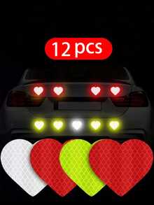 12 件/套心形反光夜光汽车贴纸