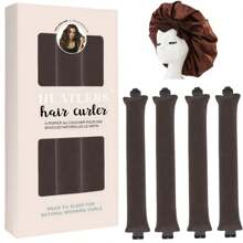 5 Piece Set No-Heat Curler, Bow Curlers, Shower Cap Set, Create Big Waves Sleeping Curlers, Satin Sleep Cap & Accessories, Multi-Function Styling Accessories Suitable For All Hair Types, Suitable For Work, Yoga, Cooking, Sports And More, Hair Styling, Hair Stuff, Curly Hair Products ,Hair Accessories