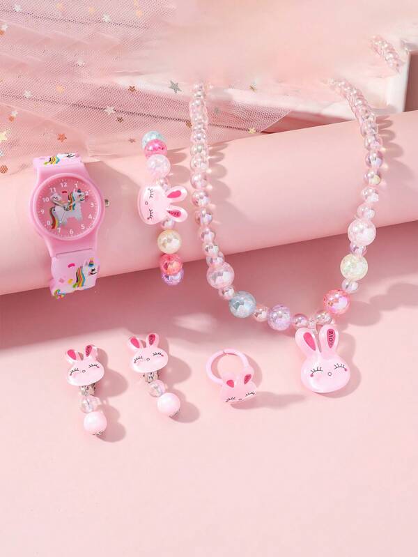 Set de 6 relojes de cuarzo con diseño de números árabes 3D en colores de macarrón, talla grande un set de collar y joyería, adecuado como regalo de cumpleaños, graduación o uso diario