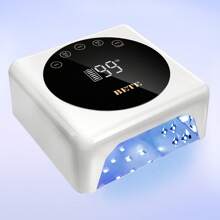 Lámpara de uñas LED inalámbrica profesional, lámpara UV recargable de 78 W, sensor infrarrojo inteligente y pantalla LCD, dispositivo de secado de esmalte de uñas, secador de uñas portátil para esmalte de gel con 5 temporizadores en blanco.