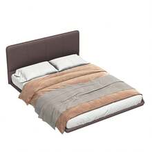 MERAX Floating Bed Frame With LED Light, Modern PU Leather Platform Bed, No Boxing Spring Needed, Assemble Easily,Full Size-Coffee - 全尺寸咖啡 - 查看 7