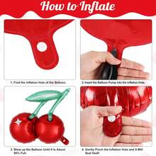 6 个樱桃气球，20 英寸可爱樱桃铝箔气球，红色水果聚酯薄膜气球，适合樱桃夏季主题生日派对装饰 - 彩色 - 查看 4