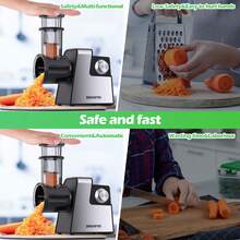 Electric Cheese Grater, Electric Slicer Shredder With 5 Versatile Blades, Electric Slicer Shredder, Digital Salad Machine For Fruits, Vegetables, Cheeses - US A Type Plug(110-127V) - View 4