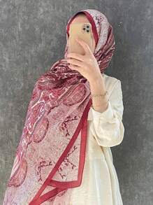 FADZOYLE 1 Stück 180*90CM Boho Stil Schal mit Paisley Geometrisches Muster, Umschlagtuch und Wrap Cape, Hidschab Bandana Kopf Wickel, Abayas Accessoires, Strandüberwurf Sarong, Sonnenschutz, leichte, große, elegante Modeschal Kollektion aus satiniertem Seidengefühl, Geschenk, Reise, Hochzeit, Braut