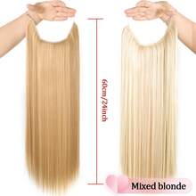 隐形接发棕色金色红色黑色长直发合成薄轻假发透明线可调节头带女士无夹 24 英寸秘密假发一体式 - 彩色 - 查看 20