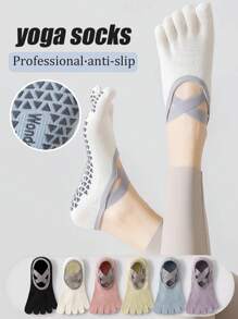 1/3/6 Pairs Women's Multi-Color Professional Yoga Socks, Non-Slip Silicone Boat Socks For Pilates, Indoor Flooring, Suitable For Autumn/Winter, Spring/Summer Sports Wear