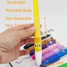 6pcs Adorable Jumbo Wax Crayons, 12 Colors Twistable Washable Smooth Wax Crayons For Coloring & Drawing, Toddler,Back To School - Multicolor - View 5