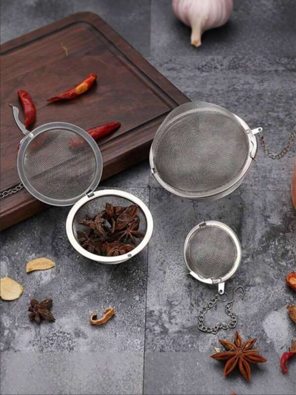 1 pezzo Infusore per spezie in acciaio inossidabile con catena - Filtro a rete fine per tè, erbe e brodo - Perfetto per cucinare, fare infusi e insaporire pentole, accessorio per la preparazione del tè | Accessori da cucina funzionali | Catena per un facile recupero, infusore per tè