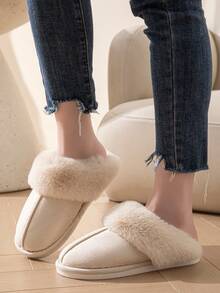 OBOVAY Unisex Fashion Solid Color Slip-On Indoor Slippers, Flat Memory Foam - Milky - View 3