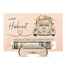 3styles Wedding Blessing Gifts, German Wooden Money Holder Cash Gift Packaging, Wedding Decoration Ornaments Newlyweds Wedding Souvenirs, Home Decoration Room Desktop Ornaments, Love Decorations