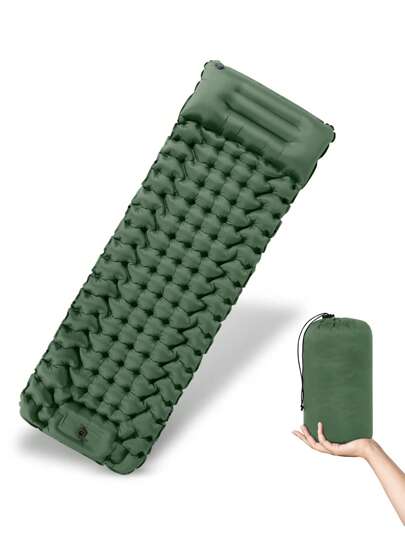 Self-Inflating Sleeping Pad, Camping Mat With Pillow & Footpump Compact Camping Air Mattress For Backpacking Hiking Traveling