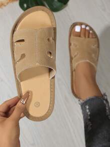 New Flat Comfortable Beach Slides, Slim Fit, Suitable For Summer Outdoor, Travel And Vacation