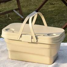 1pc Folding Cutting Board Set, Outdoor Portable Pet Storage Box, Green/Gray/Yellow, Easy To Clean Portable Design, Store Dog Toys Snacks & Camping Essentials, Multi-Functional Outdoor Travel & Camping Storage Basket, Suitable For Camping, Beach, Party, Family Gathering, Car Trunk, RV Travel