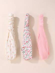 3 piezas Diademas con estampado floral minimalista para mujer, diseño rosa fresco y simple, adecuado para uso diario en primavera/verano