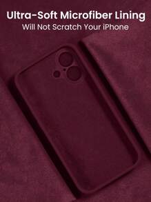 Burgundy 2mm Thickened Smooth Silk Liquid Silicone Case, Slim Soft Microfiber Lined Shockproof Phone Case Compatible With APPLE 16/15/14/13 Pro Max X XR,Galaxy S25/S24/S23 Ultra Plus Hua Wei, Xiao Mi, Redmi Note, OPPO, Vivo, Honor Waterproof Anti-Fall Scratch Resistant