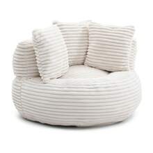 Giant Bean Bag Chair With Ottoman, Memory Foam Filled Corduroy Gaming Chair,With Pedals,Faux Fur Shell-Shaped Lounge Chair - Floor Sofa For Living Room, Home Theater, Play Zone - & Non-Slip Base,Very Suitable For Bedrooms, Living Rooms, Game Rooms, Study Rooms, Offices, Or Apartments. - A-米色(燈芯絨) - 查看 4