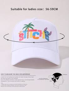 Disney 1 pieza Gorra de béisbol unisex ajustable con estampado de Stitch de , sombrero casual de protección solar para exteriores, adecuado para primavera, otoño, viajes, playa, estilo Y2K para jóvenes - Multicolor - Ver 7