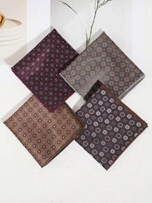 1 件男士休闲优雅花卉图案波西米亚风格手帕口袋巾，适合商务、宴会、派对、送礼