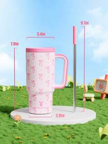 24oz Tumbler With Handle, Vacuum Insulated Stainless Steel Travel Mug And Straw, Vacuum Insulated Water Bottle, Insulated Cup, Reusable Stainless Steel Bottle - Keeps Drinks Cold Up To 24 Hours