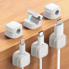 6/3/1pc Magnetic Cable Organizer - Black And White Cable Clips, Small , Suitable For Desktop Wall Mount, Mobile Phone Data Cable, Charging Cable, Desk, Home, Car And Office - Perfect For Technology Lovers And Students, Comes With Storage Holder And Cable Clip, No Drilling Required, Mark-Free Adhesive, Universal For Many Countries, Bathroom Accessories, Room Decor