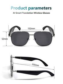 AI Translation Glasses, Wireless Smart Glasses, Support 100+ Languages, Anti-Blue Light Lenses, Built-In Microphone/Speaker, Open Ear Music & HD Calling, Control Photo Taking, USB Magnetic Charging, 360° Spatial Surround Sound, Fashionable Design For Office, Fitness, Hiking, Travel, Business, Study, Perfect Gift For Men And Women - Khung vàng, tròng kính xanh - Xem 8
