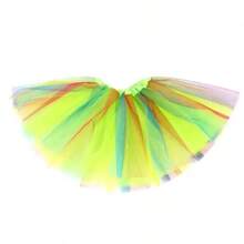1pc Rainbow Striped Tulle Tutu Skirt, 30cm Youth Waist, Ballet Performance Costume Skirt, Suitable For All Seasons - Dance/Party/Stage Costume