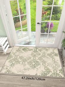 1 Piece Of Imitation Cashmere Living Room Carpet With Light Green Retro Pattern Printed On It. Suede Delicate, Pleasant To The Touch, Non-Slip Washable Area Rug For Bedroom, Can Be Used In Living Room, Bedroom Bedside Carpet, Door Mat, Room Decoration. Suitable For Different Seasons Of Spring, Summer, Autumn And Winter.