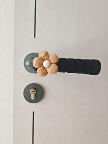 1/2PCS Small Floral Design Door Knob Cover, Black Color, Protects Wall And Door Locks From Damage, Anti-Static, Warmth-Keeping - Multicolor - View 10