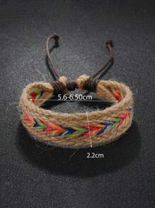 1 pièce Bracelet en tissu tressé fait main à la mode arabe, de couleur unie ou multicolore. (Le motif à rayures peut être aléatoire)