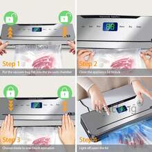 NetHong Automatic Vacuum Sealer Sealing Machine Dry Moist Built-In Cutter + 30 Food Bags - Silver - View 8
