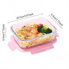 3件套玻璃饭盒套装含3件餐具和保温袋，大容量透明盖厚玻璃，可微波炉加热，适合上班族、学生带饭、水果 - 彩色 - 查看 10