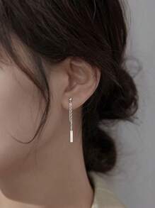 1 par de pendientes con borlas de cadena de plata pura 925 para mujer, con un estilo único y de lujo, con un sentido de alta gama, adecuado para uso diario